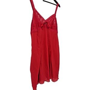 Red Lace Bust Chiffon Babydoll Chemise Slip Dress Lingerie Nightie Plus Fairy